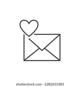Envelope with Heart vector Email Like Button concept linear icon or symbol