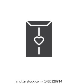 Envelope with heart vector icon. filled flat sign for mobile concept and web design. Wedding invitation card envelope glyph icon. Symbol, logo illustration. Vector graphics