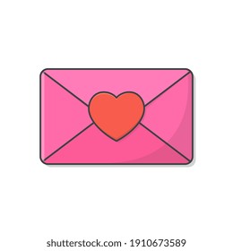 Sobre Con Ilustración De Icono Del Vector Del Corazón. Icono de la plancha de sobres postales