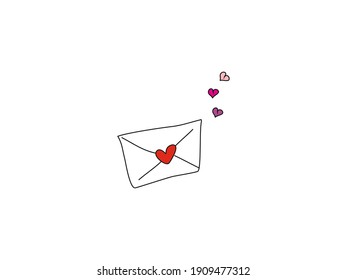 Un sobre con corazón. Ilustración vectorial.