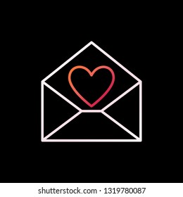 Envelope with Heart vector outline colored icon - love letter or Valentine concept linear sign on dark background