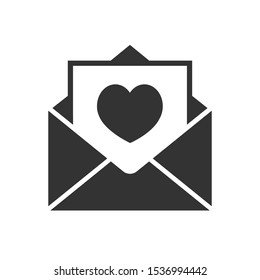 Envelope with Heart vector outline icon. Love letter symbol