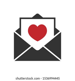 Envelope with Heart vector outline icon. Love letter symbol