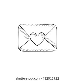 Envelope with heart vector sketch icon isolated on background. Hand drawn Envelope with heart icon. Envelope with heart sketch icon for infographic, website or app.
