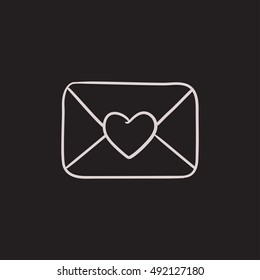 Envelope with heart vector sketch icon isolated on background. Hand drawn Envelope with heart icon. Envelope with heart sketch icon for infographic, website or app.