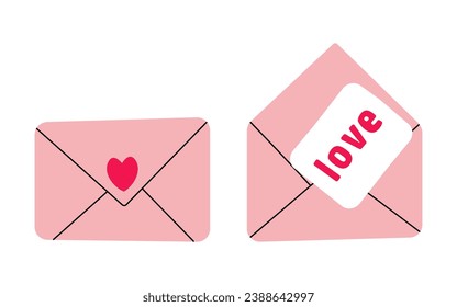 Envelope with Heart.Design Template for Valentines Day Card.