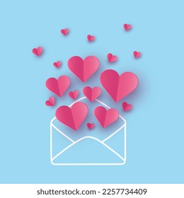 Envelope with hearts. Concept of a love message. Design for Valentine’s Day. Vector illustration