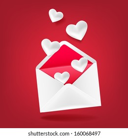Envelope with hearts. The idea of ??the cards in Valentine's Day