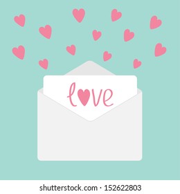 Envelope with hearts. Love card. Vector illustration.