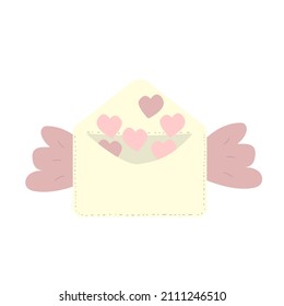 Envelope with hearts, saint valentine's day illustration