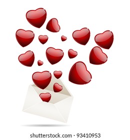 Envelope with hearts for valentine day, vector illustration, eps10, 3 layers