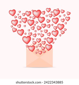 Envelope with hearts. Vector illustration. Love concept