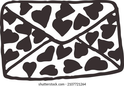 An envelope with hearts. Vector illustration. valentine's day.