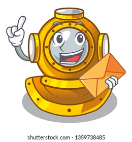 With envelope helmet diving isolated in the cartoon