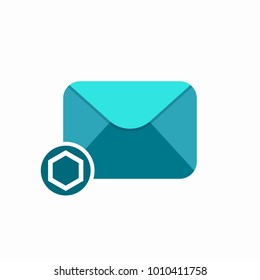 Envelope hexagon letter mail message send icon. Vector Flat illustration