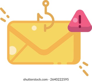 Envelope with hook for phishing, scam, and cyber threat warning visuals. Perfect for IT security awareness and digital protection campaigns.