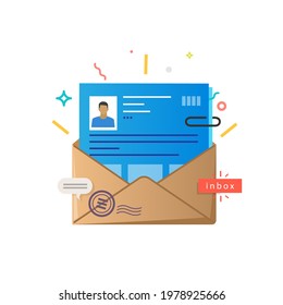 Envelope with a human profile. Vector illustration. Color vector objects.