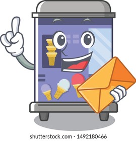 With envelope ice cream vending machine isolated the cartoon