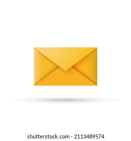 Envelope icon in 3d cartoon minimal style. Vector illustration.
