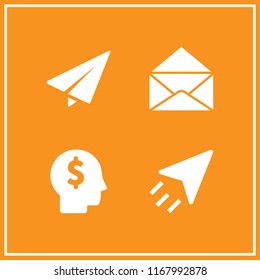 envelope icon. 4 envelope vector set. email, salary and send icons for web and design about envelope theme