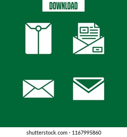 envelope icon. 4 envelope vector set. dossier, closed envelope and email icons for web and design about envelope theme