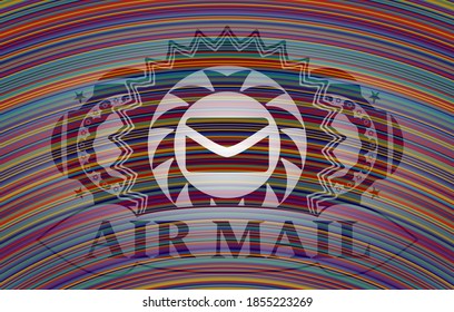 envelope icon and Air mail text colorful badge. Showy handsome background. Intense illustration. 
