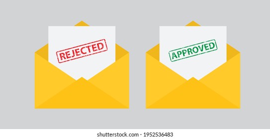 envelope  icon with approved and rejected letters 