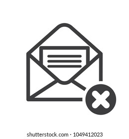 Envelope icon with cancel sign. Envelope icon and close, delete, remove symbol. Vector icon