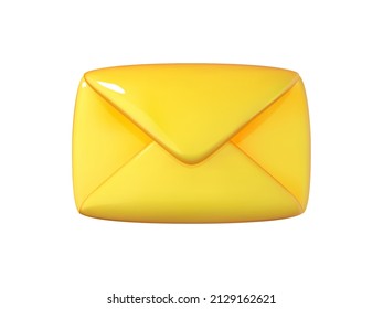 Envelope icon in cartoon 3d style isolated on white background. Vector illustration plastic volumetric yellow Envelope.