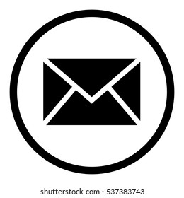 Envelope icon in circle on white background