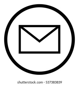 Envelope icon in circle on white background