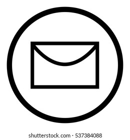 Envelope icon in circle on white background