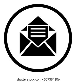 Envelope icon in circle on white background