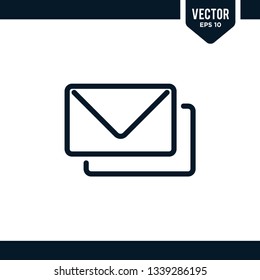 Envelope icon collection in outlined or line art style