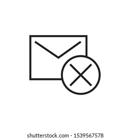 envelope icon with a cross, reject, vector illustration, simple icon on white background, editable stroke