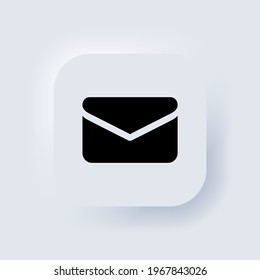 Envelope icon. Delivery of correspondence or office documents. Neumorphic UI UX white user interface web button. Neumorphism. Vector EPS 10.