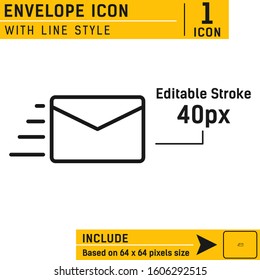 Envelope icon design isolated on a white background. Mail, e-mail, message icon with line style. Vector illustration of icons can be used for web and mobile apps. Size and stroke that can be edited