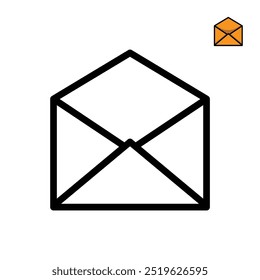 envelope icon. emails and messages. Outline design style. Suitable for sending files, files, data, interactions. vector design template