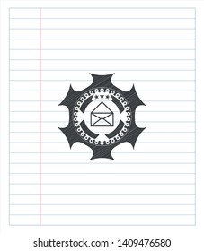 envelope icon emblem draw with pencil effect. Vector Illustration. Detailed.