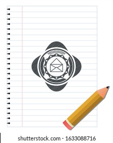 envelope icon emblem with pencil effect. Vector Illustration. Detailed.
