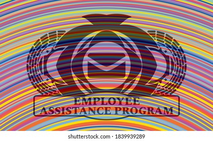 Envelope Icon And Employee Assistance Program Text Colorful Emblem. Showy Graceful Background. Vector Illustration. 