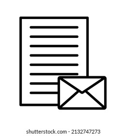 icono de sobre documento abierto negro plano