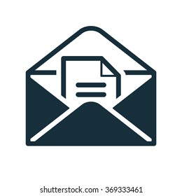 envelope icon flat black open document in