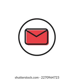 Envelope icon in flat color style. Email message letter symbol