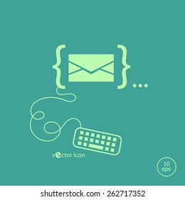 Envelope icon and flat design elements. Design concept icons for application development, web page coding and programming,  web design, creative process, social media, seo.