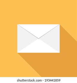 Envelope icon. Flat design style modern vector illustration. Isolated on stylish color background. Flat long shadow icon. Elements in flat design.