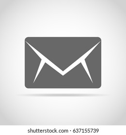 Envelope icon in flat design. Vector illustration. Gray envelope icon on light background.