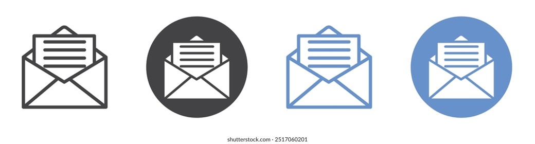 Envelope icon flat line symbol set.