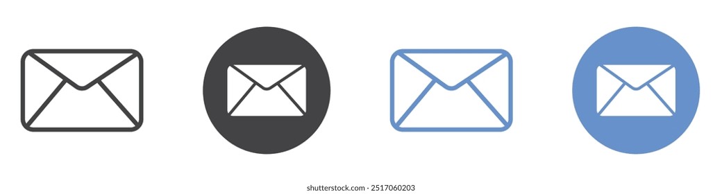 Envelope icon flat line symbol set.