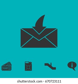 Envelope icon flat. Simple vector symbol and bonus icon